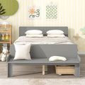 Full Bed With Footboard Bench,2 Drawers,Grey Full Grey Wood Bedroom American Design Pine Pine