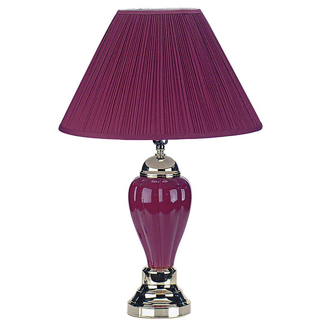 27" Tall Ceramic Table Lamp, Urn Shaped With Burdy Finish, Linen Shade Multicolor Ceramic