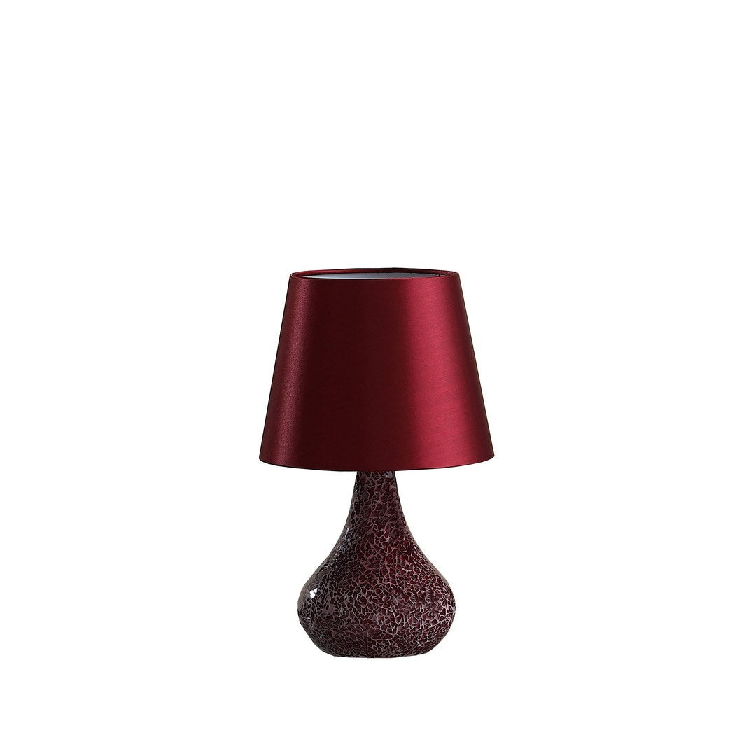 11" In Mosaic Red Pink Glass Pattern Mini Polyresin Table Lamp Multicolor Polyresin