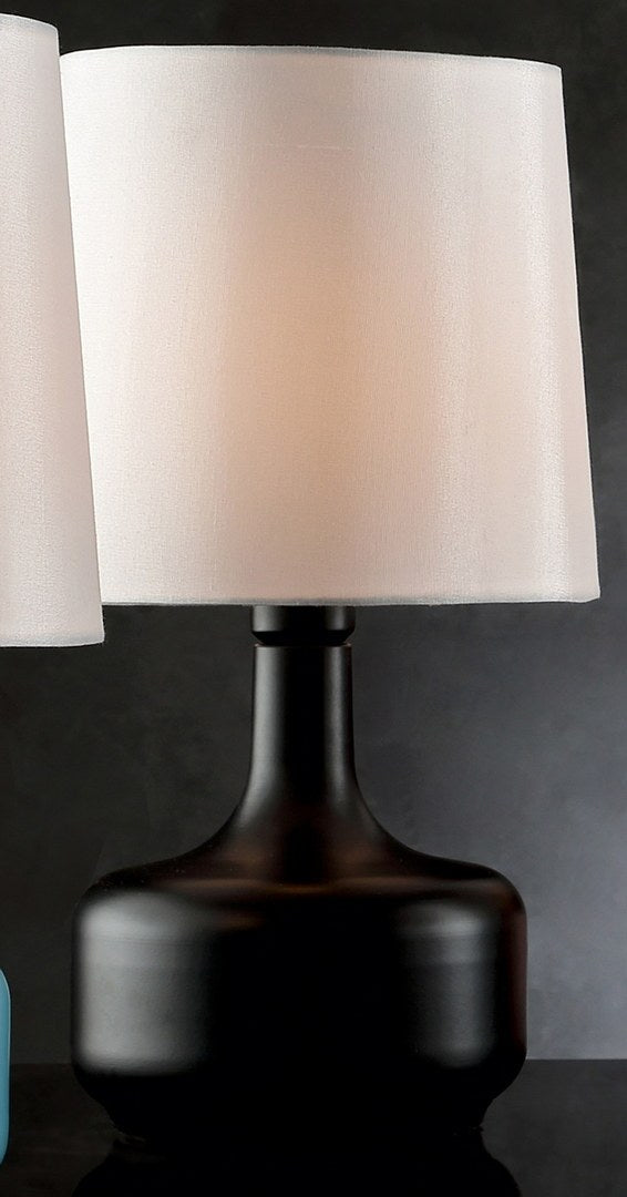 17.25" Tall "Cheru" Modern Mid Century Touch On Table Lamp, Powder Black Black Metal