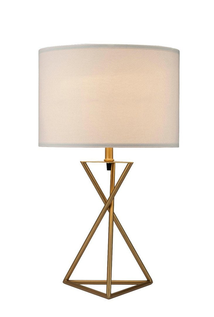 26.25" Tall "Ester" Mid Century Metal Table Lamp, Hourglass Design, Matte Gold Gold Metal