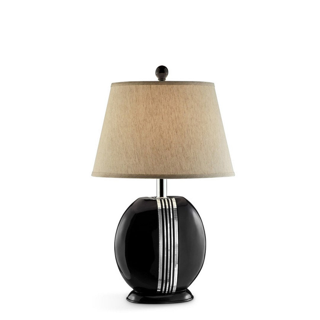 28" Tall Polyresin Table Lamp "Obsidian" With Dark Espresso Finish, Fabric Shade Espresso Metal