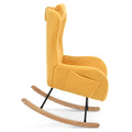 Rocking Chair Nursery, Teddy Upholstered Rocker Glider Chair With High Backrest, Adjustable Headrest & Pocket, Comfy Glider Chair For Nursery, Bedroom, Living Room, Offices, Rubber Wood, Yellow Yellow Polyester