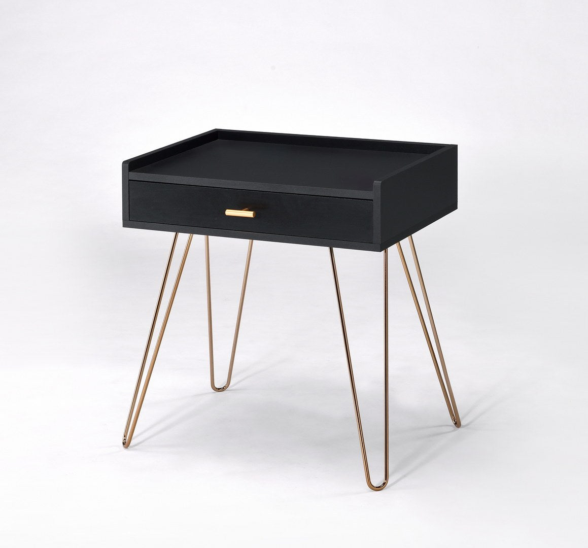 23.5" Black Allen Mid Century Accent Table W Copper Hairpin Legs Multicolor Mdf