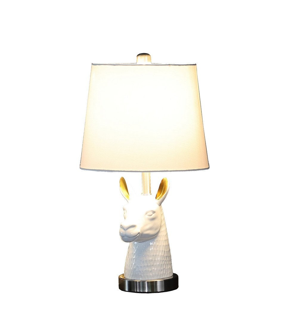 20.5" Patagonia White Llama Bust Resin Table Lamp Silver Polyresin