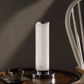 13 Inch Led Illuminari White Crystal Sand Rocks Column Table Lamp White Steel