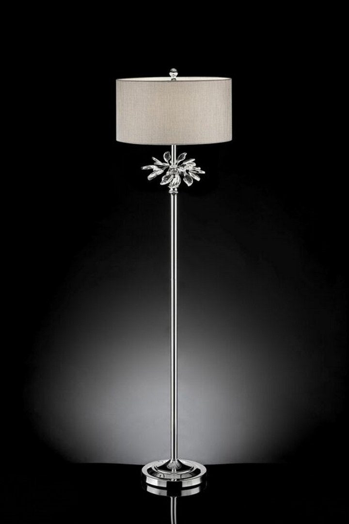 62.25" Tall "Ayana" Floor Lamp, Silver Chrome Finish With Starburst Crystals Multicolor Metal