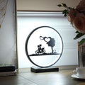 13 Inch Girl And Boy On Bicycle Led Accent Table Lamp Matte Black Metal