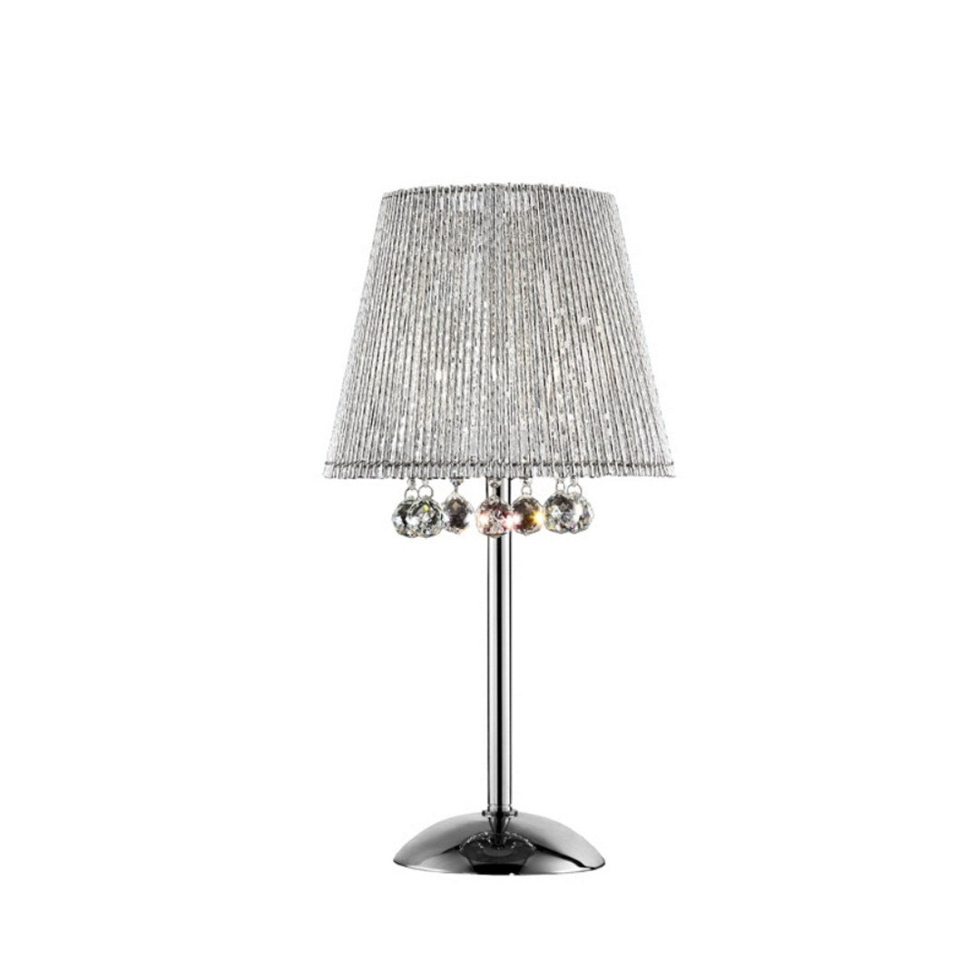 27.5" Tall Table Lamp" Dreamer", Silver And Crystal Accents, Silver Shade Silver Metal