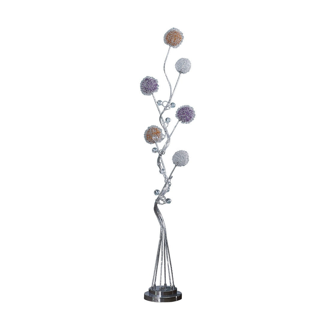 58.5" In 6 Aluminum Led Zeus Metal Floor Lamp Silver Metal