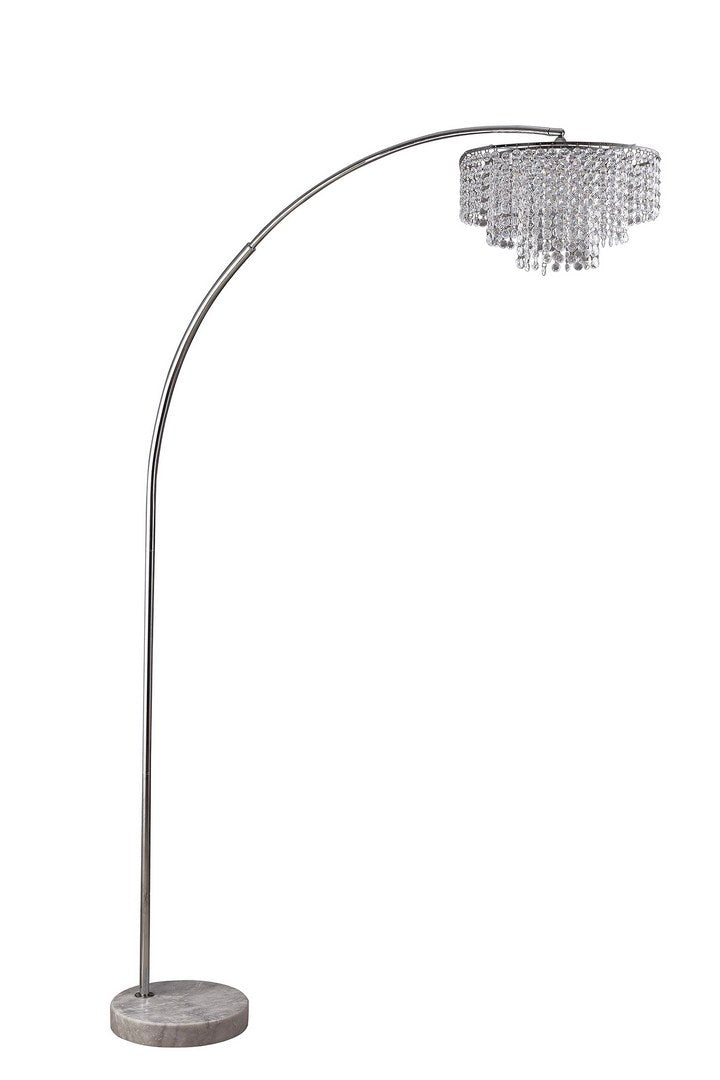 86" Tall "Clos Glam" 2 Tiered Arch Floor Lamp On Marble, Silver With Accents Multicolor Metal