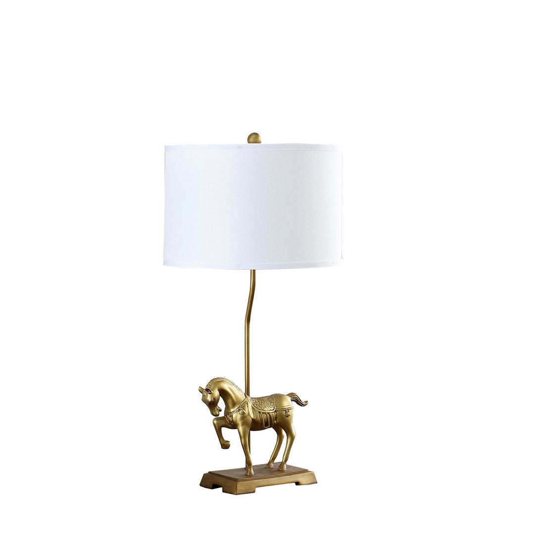 29.5" In Gold Royal Stallion Horse Resin Table Lamp Gold Polyresin