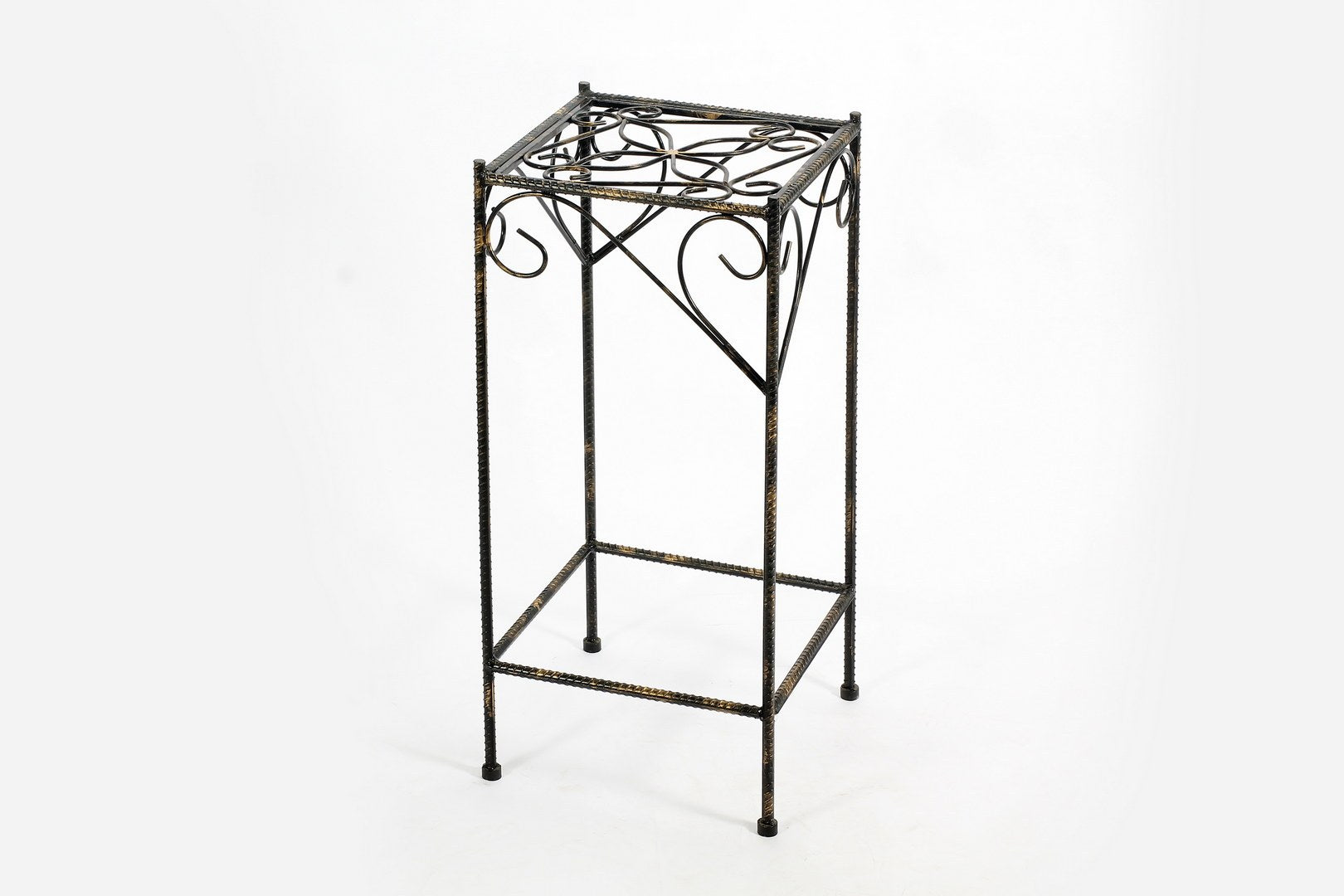 26.18" Large Celtic Cr Square Black Gold Cast Metal Plant Stand Multicolor Metal