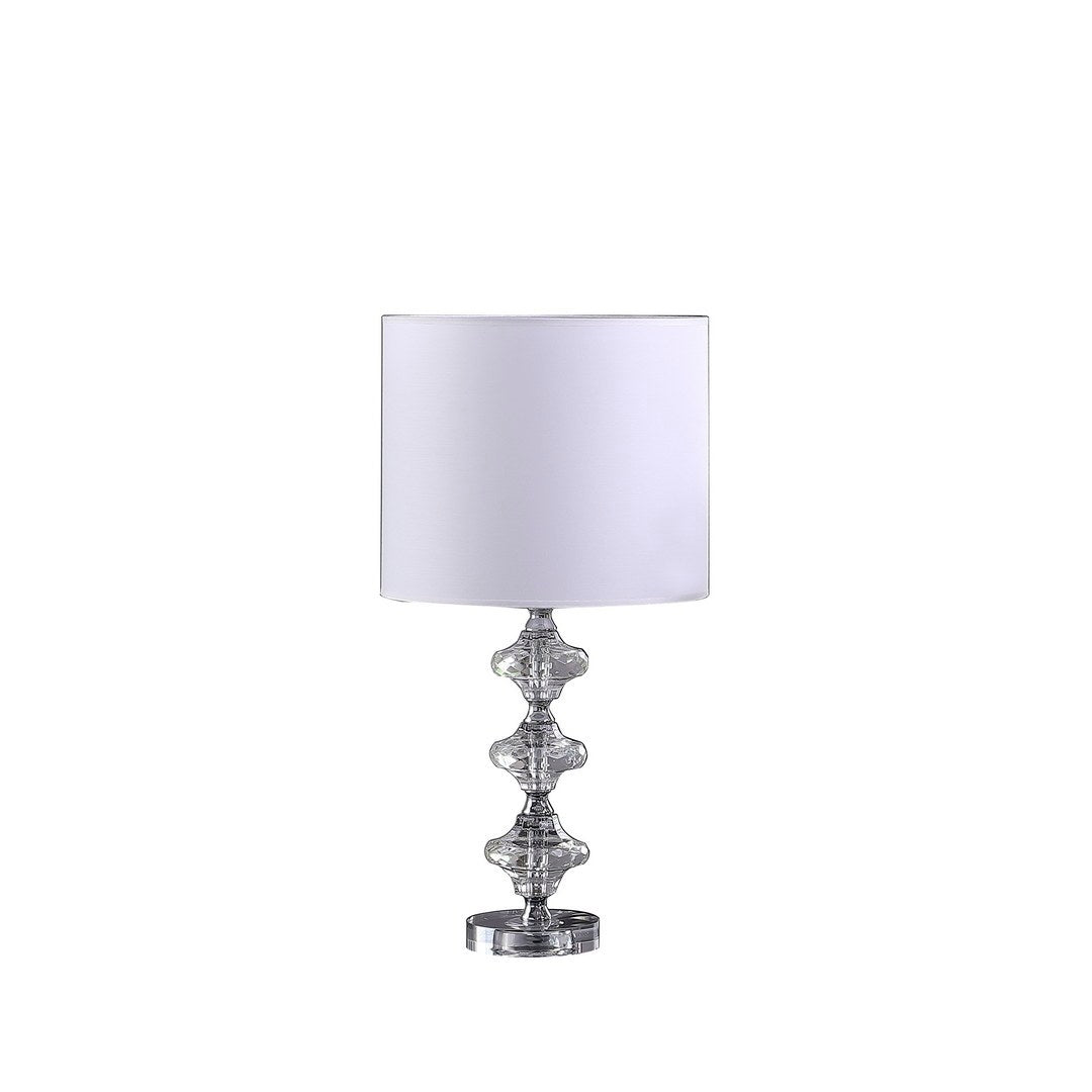 22.25" Geometric Prism Solid Crystal Table Lamp In Chrome Silver Chrome Metal