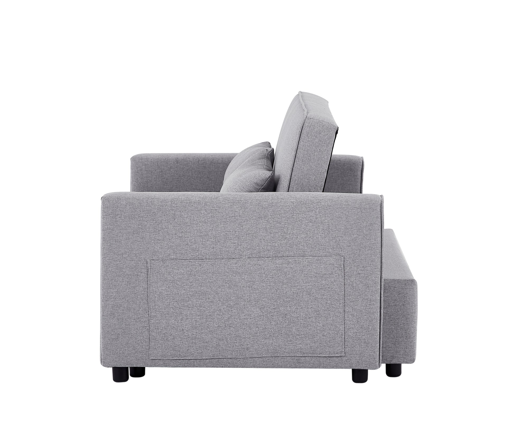 Modern Linen Convertible Loveseat Sleeper Sofa Couch With Adjustable Backrest, 2 Seater Sofa With Pull Out Bed With 2 Lumbar Pillows For Small Living Room & Apartment Grey Polyester