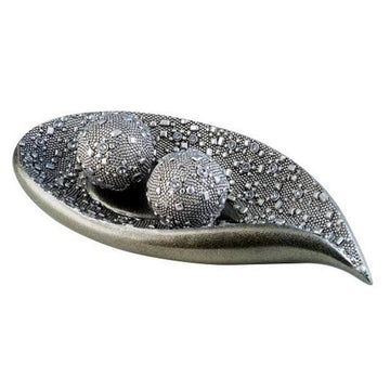 19.5" Long Polyresin Decorative Bowl" Twilight" With Silver Finish Silver Polyresin