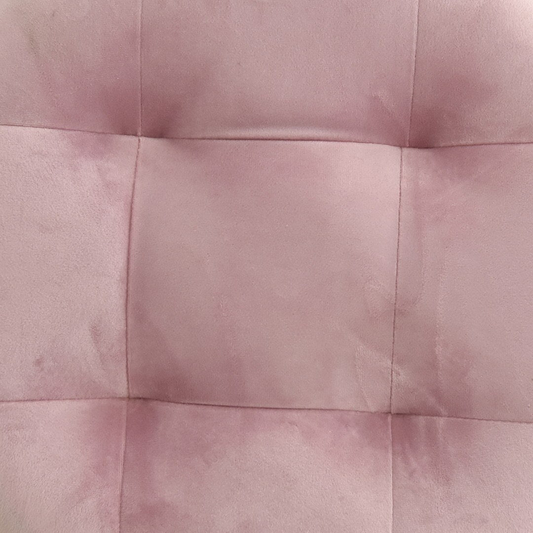 17" Pink Velvet Tufted Mid Century Accent Chair Multicolor Metal