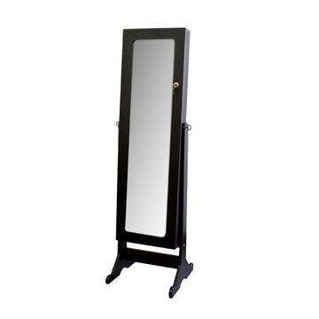 57" Tall Standing Floor Mirror, Espresso Brown Finish, Rectangular Shape Multicolor Wood