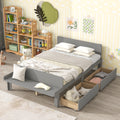 Full Bed With Footboard Bench,2 Drawers,Grey Full Grey Wood Bedroom American Design Pine Pine