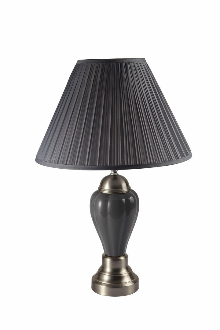 27.5" Tall Metal Table Lamp, Silver And Gray Multicolor Metal