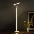 52.5 Inch Led Matte White Curvilinear S Curve Spiral Tube Angled Floor Lamp Matte White Metal