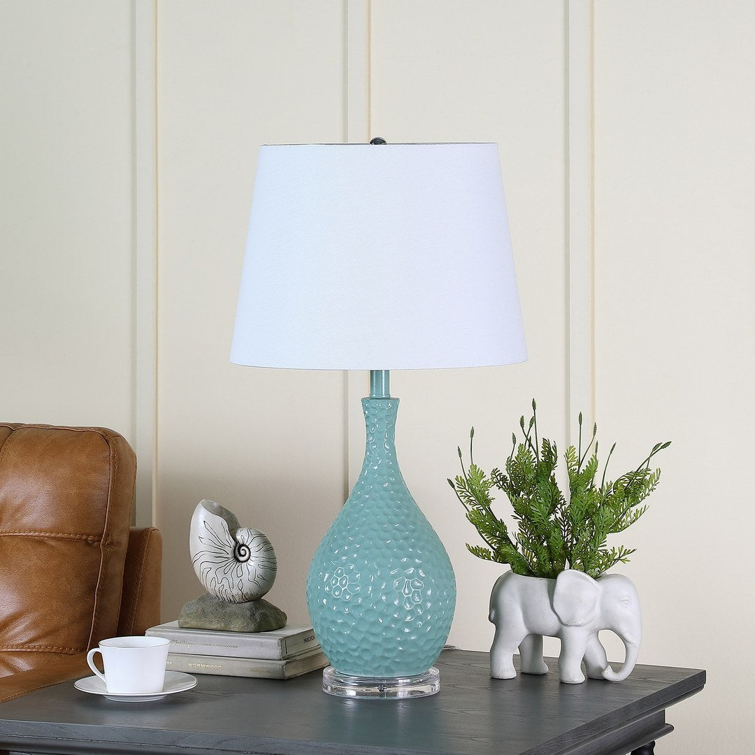 28" Teal Telli Pebble Mid Century Resin Table Lamp Teal Polyresin