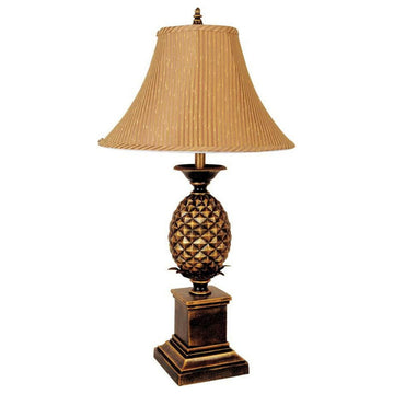 65" Tall Metal Table Lamp With Antique Gold Finish, Pineapple Design Multicolor Metal