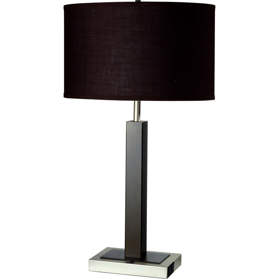 30" Tall Metal And Polyresin Table Lamp With Dark Espresso Finish, Fabric Shade Multicolor Polyresin