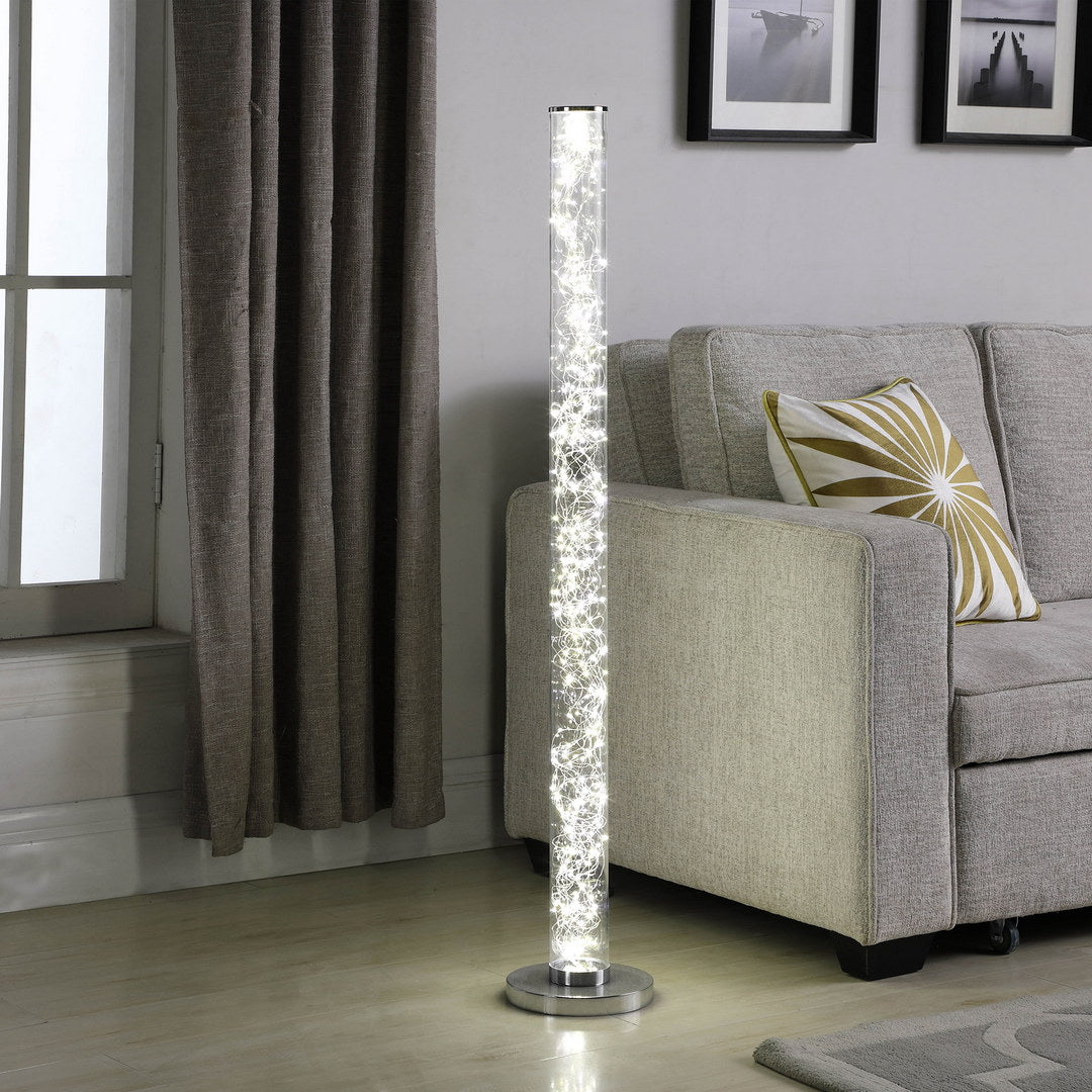 49" Exposed Rope Led Minari Clear Column Floor Lamp White Metal