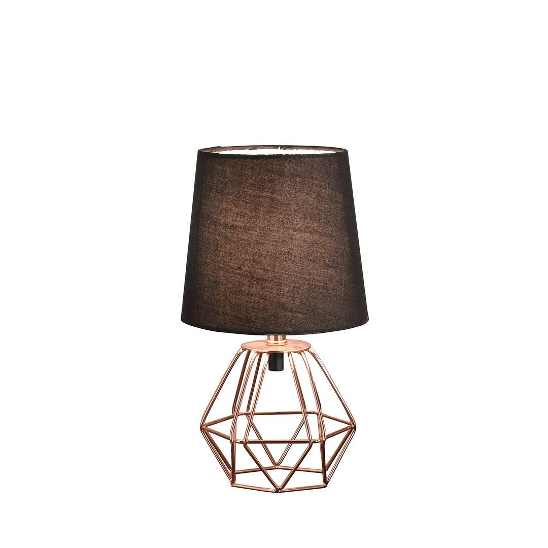 11.25" Copper Metal Table Lamp "Wesley Geometric", Copper Coppery Metal