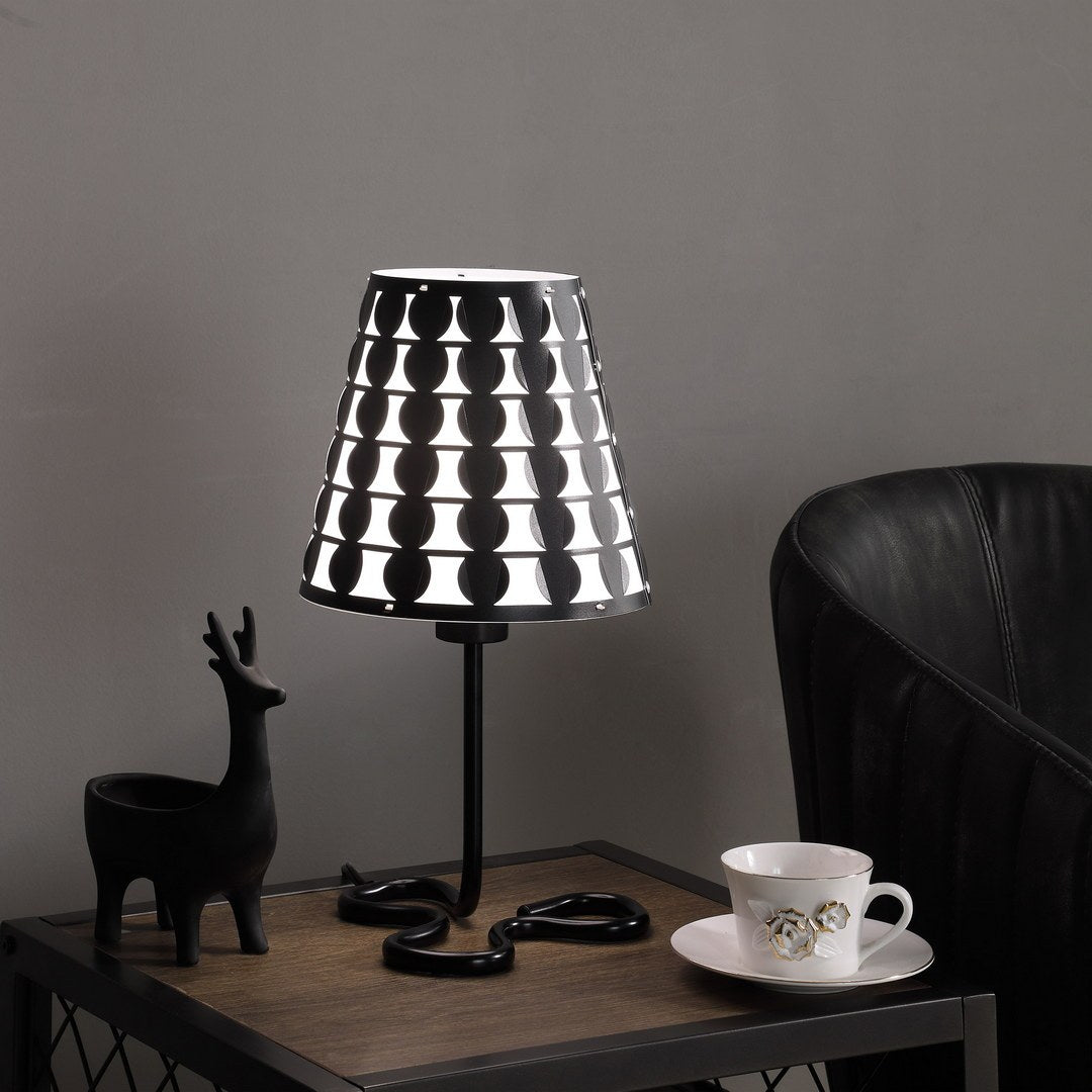 16" Traci Black Geometric Metal Table Lamp Black Metal