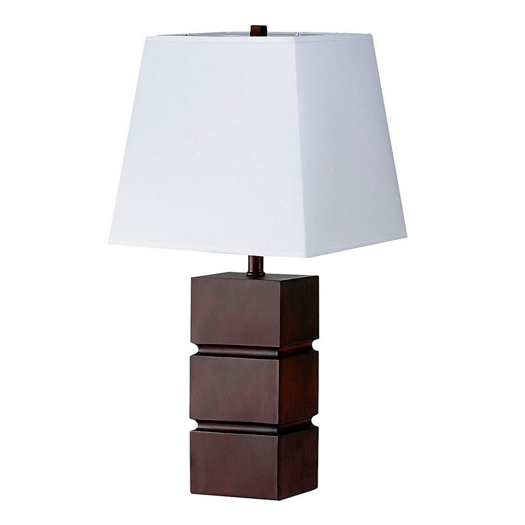 27.5" Tall Polyresin Table Lamp With Dark Cherry Finish, White Fabric Shade Multicolor Polyresin