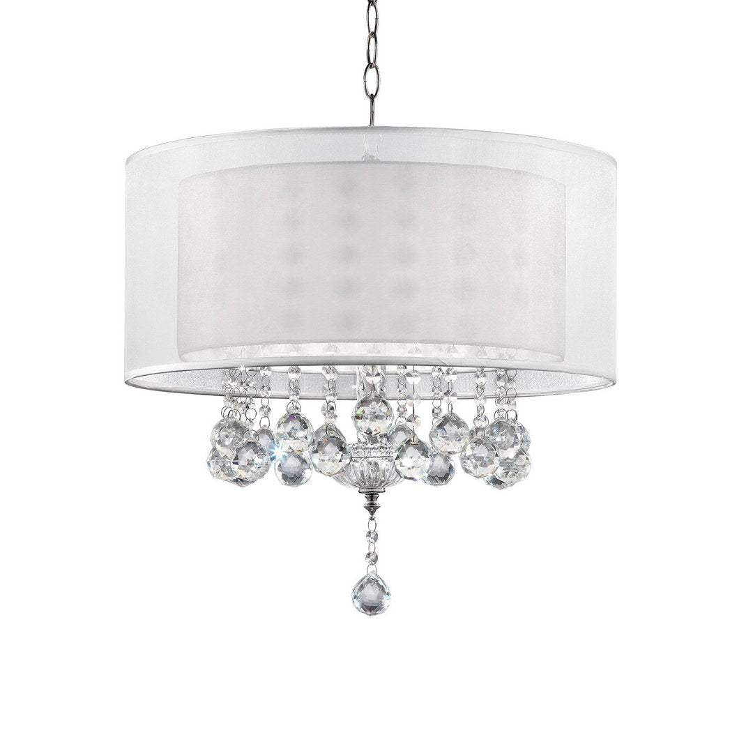 19" Tall Ceiling Lamp "Moiselle", Silver And Crystal Accents, Silvery Shade Multicolor Metal