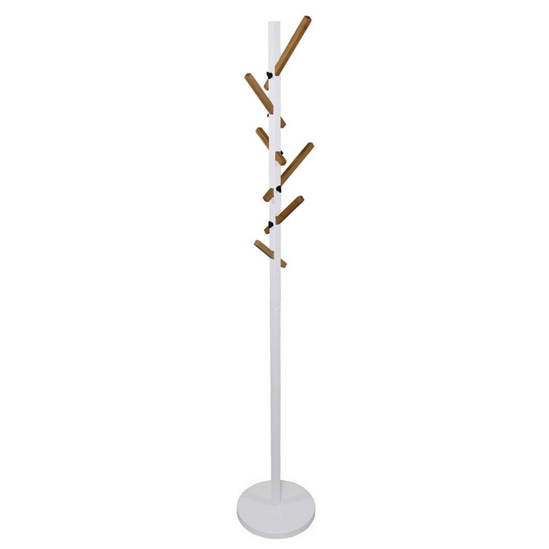 68.5" Tall Wood And Metal Standing Coat Rack "Youth" With White Finish White Wood