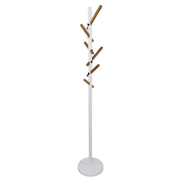 68.5" Tall Wood And Metal Standing Coat Rack "Youth" With White Finish White Wood