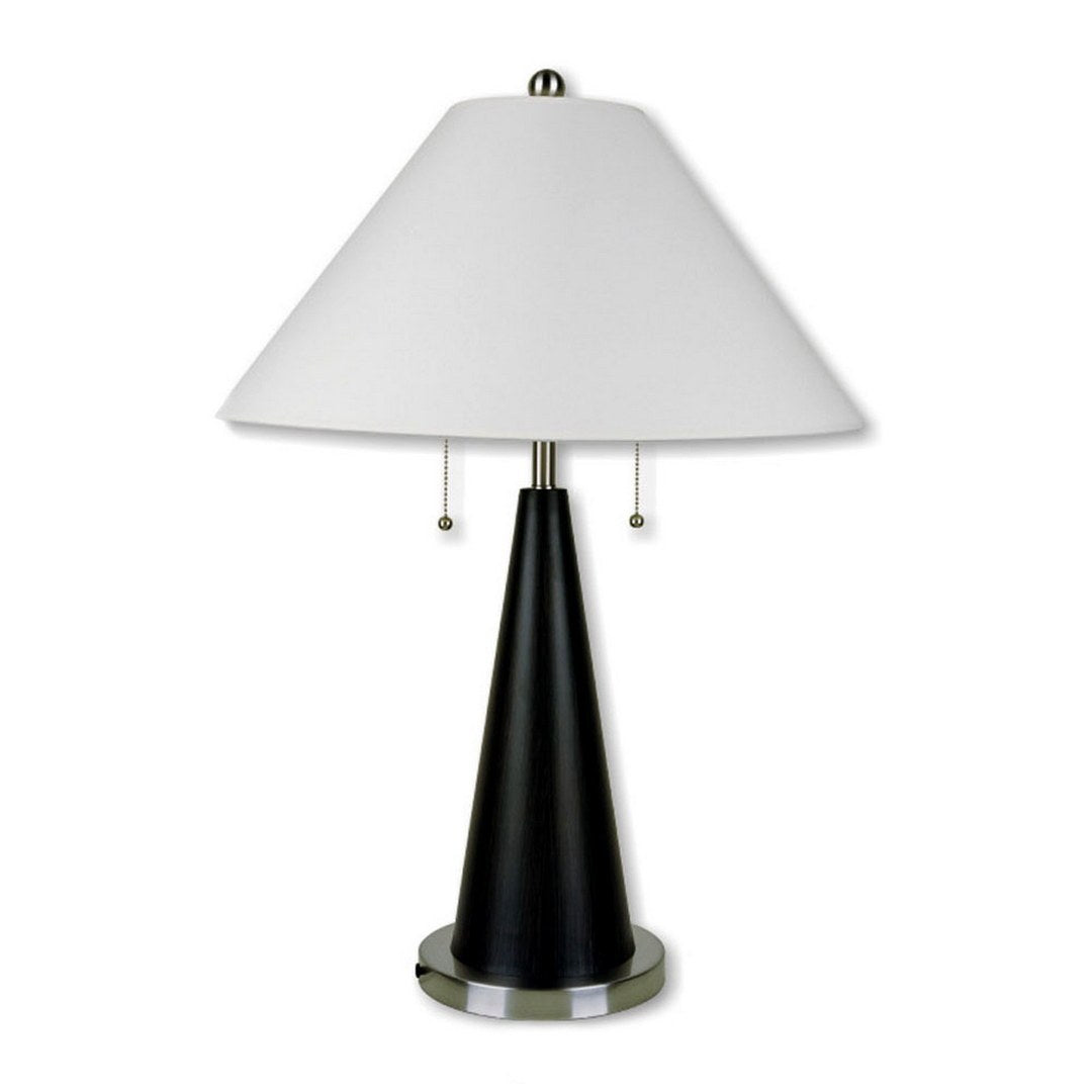 28" Tall Metal Table Lamp With Black Finish, White Linen Shade Multicolor Metal