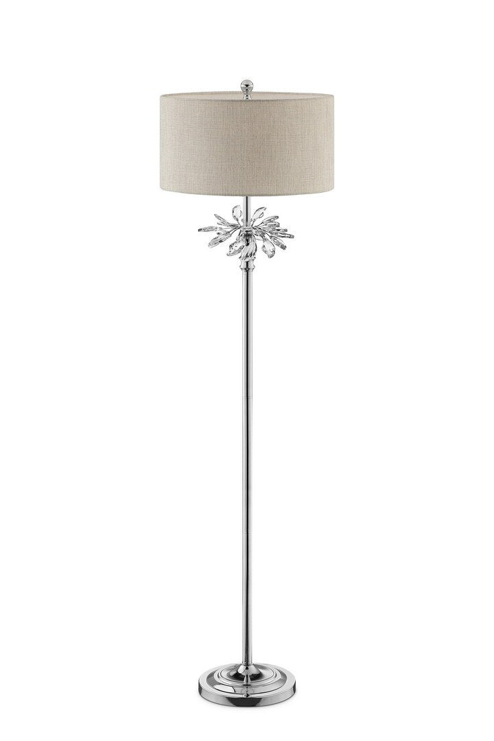 62.25" Tall "Ayana" Floor Lamp, Silver Chrome Finish With Starburst Crystals Multicolor Metal