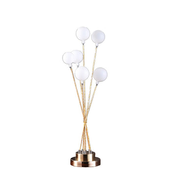 27.5" In 6 Light Acrylic Globe Aluminun Led Chrysanthe Yellow Gold Metal Table Lamp Yellow Metal