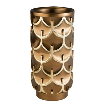 14.25" Tall Polyresin Decorative Vase "Mystic Owl", Golden Finish Gold Polyresin