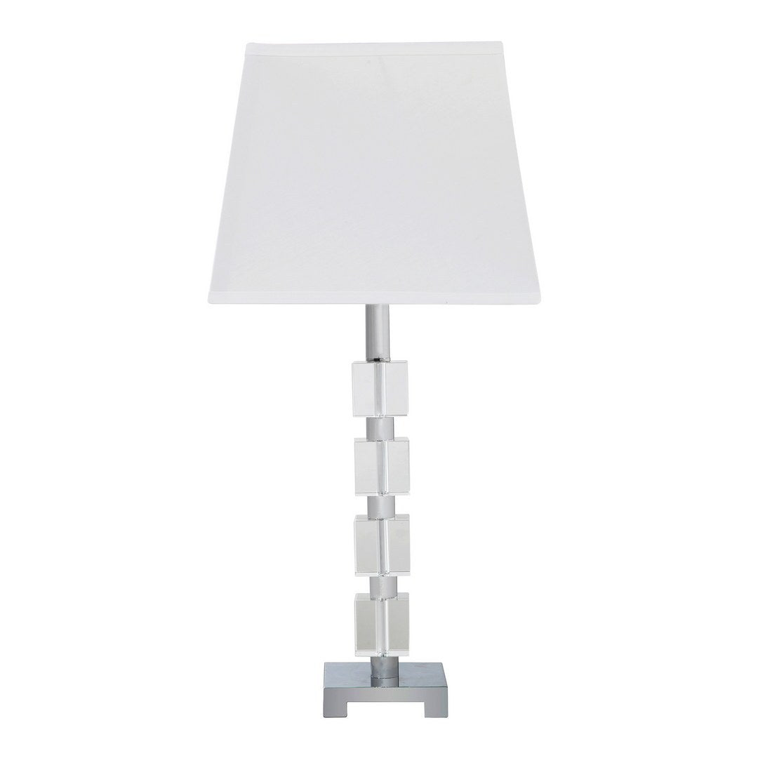 25" Wendi Glam Crystal Cube Ice Table Lamp White Glass