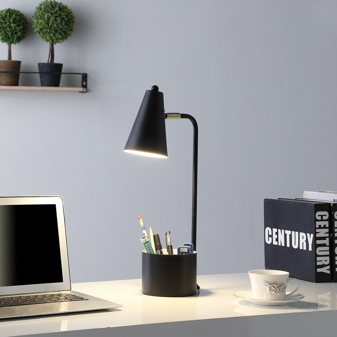 19.5" In Student Black Metal Task Desk Lamp W Organizer Black Metal