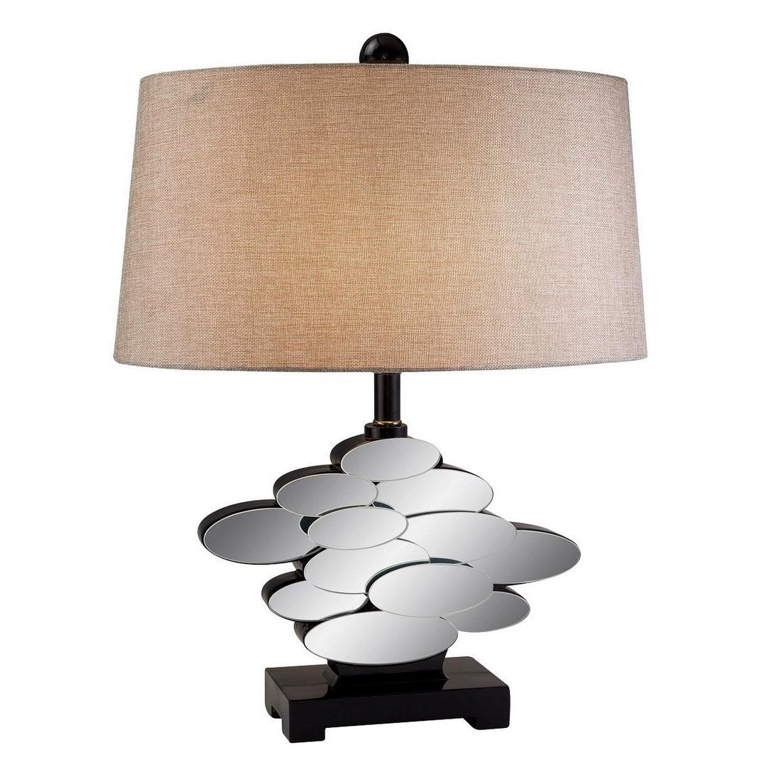 25.5" Tall Polyresin Table Lamp With Bronze Finish And Glass Accents Beige Black Metal