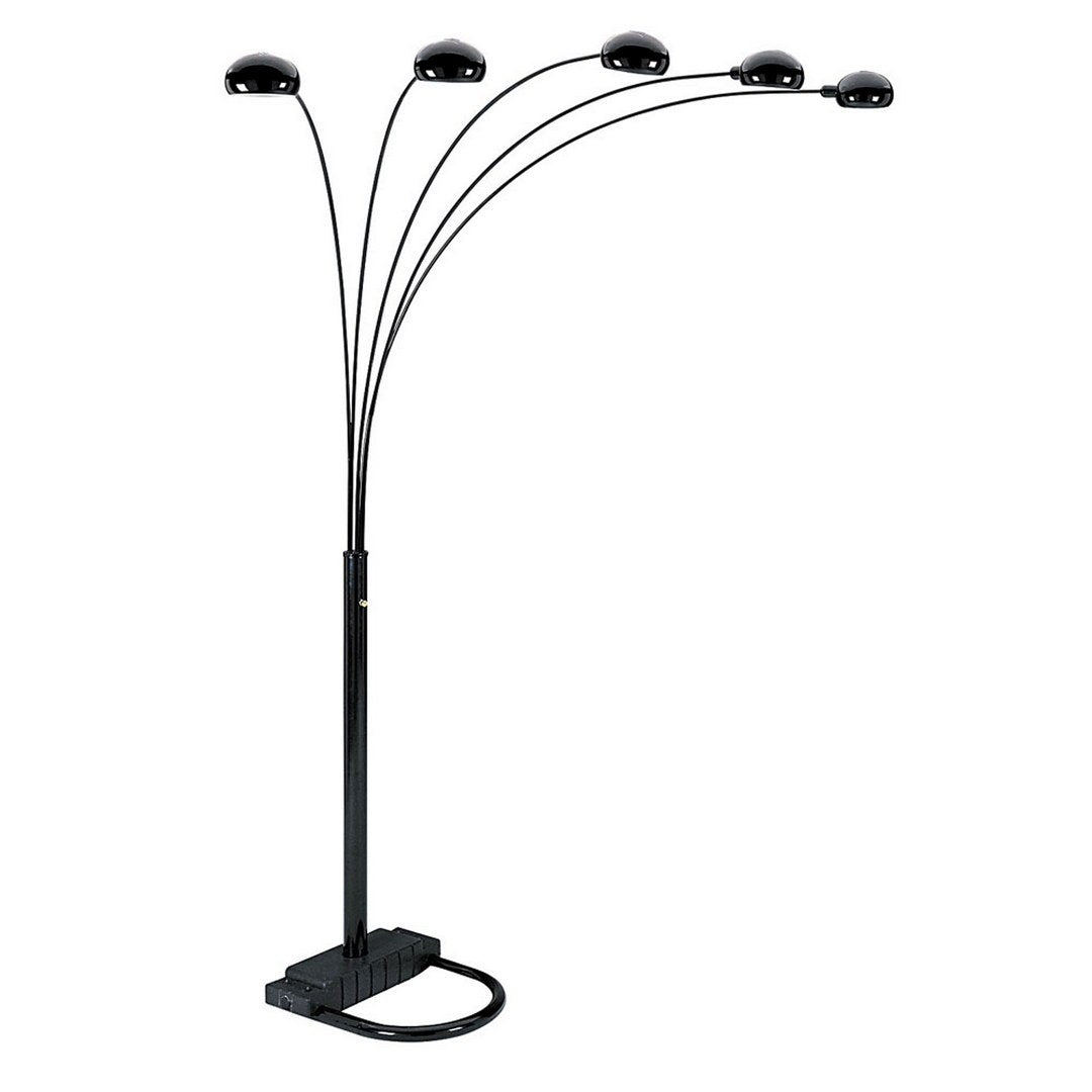 84" Tall Metal Floor Lamp With Black Finish And 5 Adjustable Arch Arms Black Metal