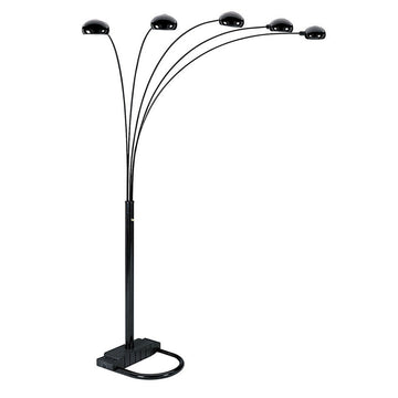 84" Tall Metal Floor Lamp With Black Finish And 5 Adjustable Arch Arms Black Metal