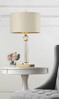 29.5 Inch Perspicio Solid Crystal Gold Column Table Lamp Multicolor Metal