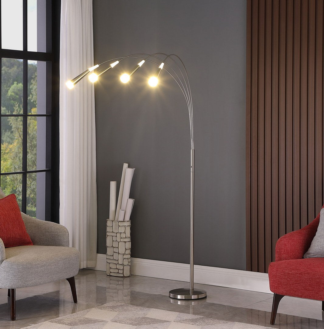 72" Kiery 4 Arm Aluminum Led Arc Floor Lamp Silver Metal