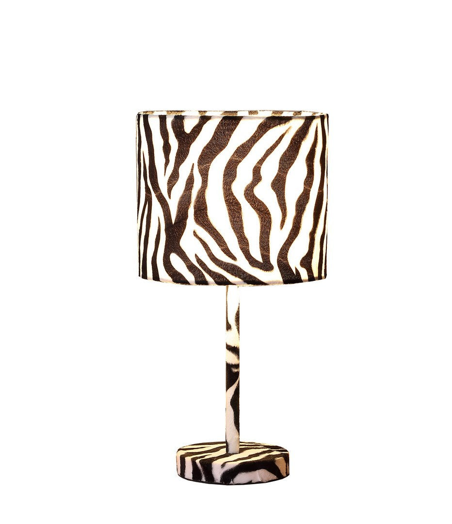 19.25" Faux Suede Zebra Metal Table Lamp Multicolor Metal