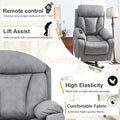 Electric Power Lift Recliner Chair For Elderly, Fabric Recliner Chair For Seniors, Home Theater Seating,Living Room Chair,Side Pocket, Remote Control Light Gray Light Brown Wood Primary Living Space Heavy Duty Rubberwood Light Gray Polyester Power Remote