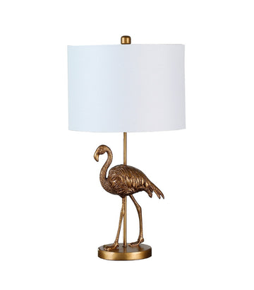 26" Matte Gold Flamingo Resin Table Lamp Gold Polyresin