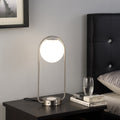 19.25 Inch Long Neilsen Retro Table Lamp W Charging Station And Usb Port Silver Metal